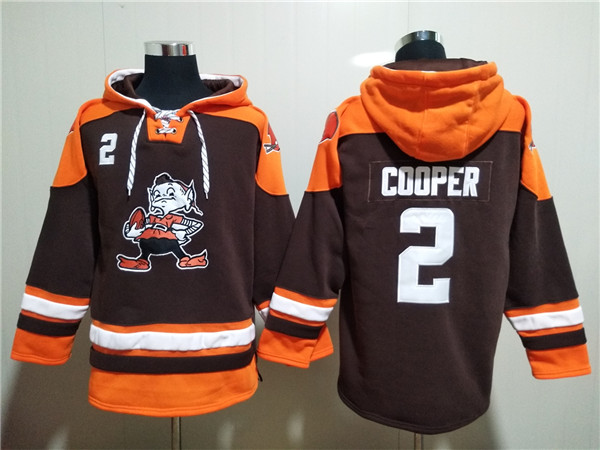 Men's Cleveland Browns Active Player Custom Brown Lace-Up Pullover Hoodie